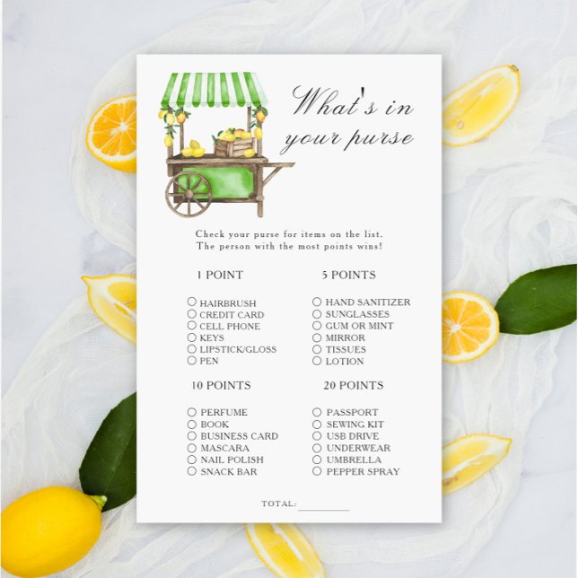 Lámina Citrus lemon - What's in your purse game (Subido por el creador)