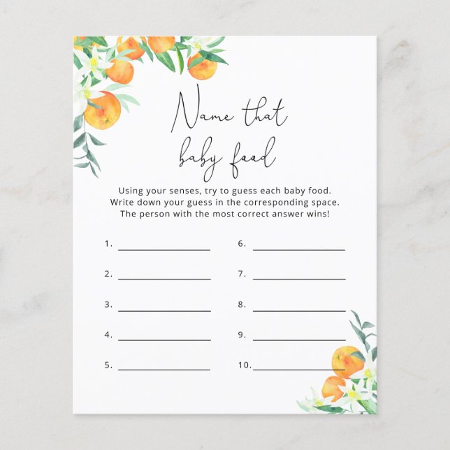 Lámina Citrus naranjas - Nombrar a ese bebé Juego de duch (Anverso)