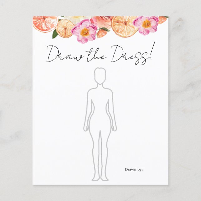 Lámina Citrus rosa dibuja el juego de ducha de novia (Anverso)