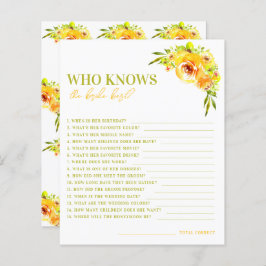 Lámina Citrus Yellow Floral Who Knows the Bride Best Game
