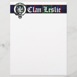 Lámina Clan Leslie Tartan y Escudo Letterhead