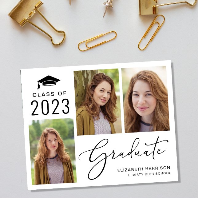 Lámina Clase Presupuestaria de la Invitación de Graduació (An elegant photo collage graduation announcement to celebrate the graduate's achievements)