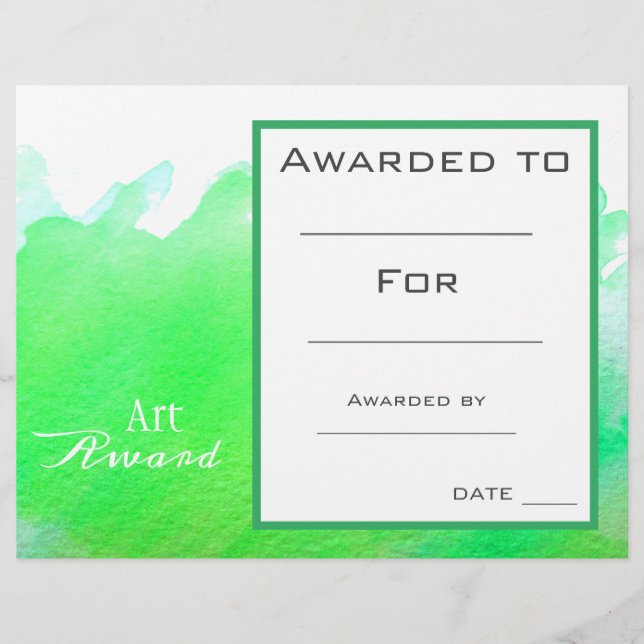 Lámina Clases de arte galardonado pintura verde salpicar  (Anverso)