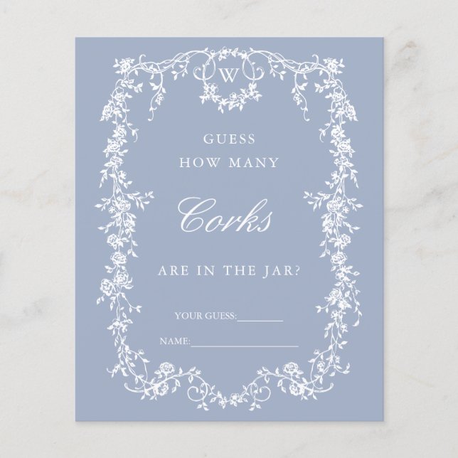 Lámina Clásico Azul francés 'adivina cuántos' juego de no (Anverso)