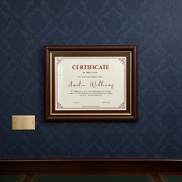 Lámina Clásico Certificado de Logro Elegante Vintage