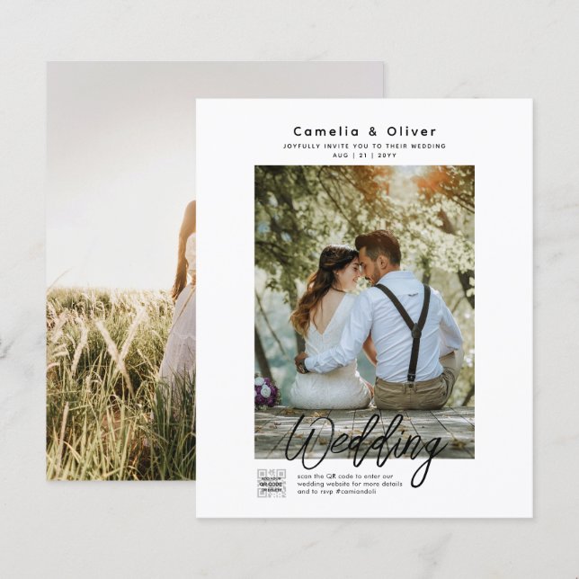 Lámina Clásico de Invitación a la Boda de Presupuesto (Anverso / Reverso)