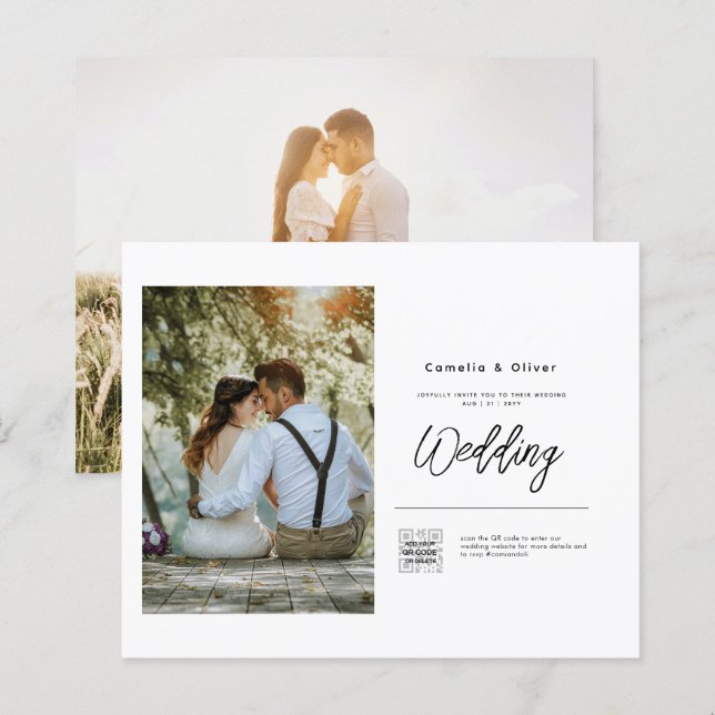 Lámina Clásico de Invitación a la Boda de Presupuesto (Anverso / Reverso)