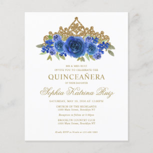 Lámina Clásico de presupuesto Floral Real Azul Tiara Quin