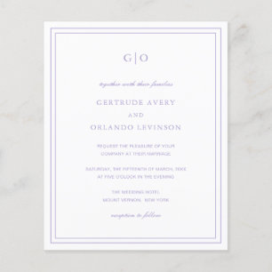 Lámina Clásico Lilac Elegante Invitación a la Boda Presup