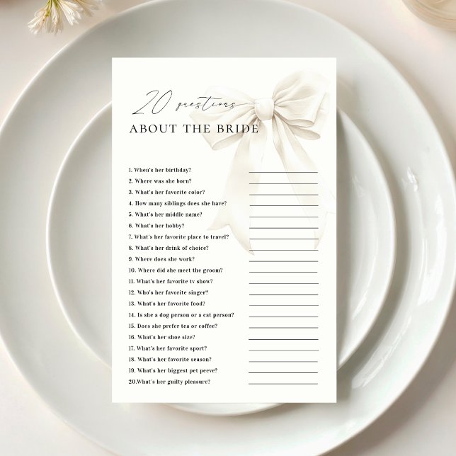 Lámina Clásico White Bow 20 preguntas sobre el juego de n (Subido por el creador)