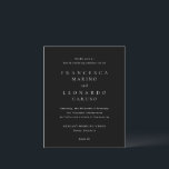 Lámina Classic Black Simple Wedding Invitation<br><div class="desc">Classic wedding invitation featuring a dark background and simple text only layout. A timeless,  traditional design ideal for formal and elegant celebrations.  Use the template to generate a QR code or remove it in the design editing tool.</div>