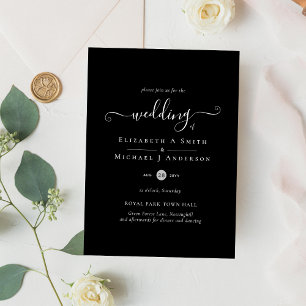 Lámina Classic Black White Budget Wedding Invitation