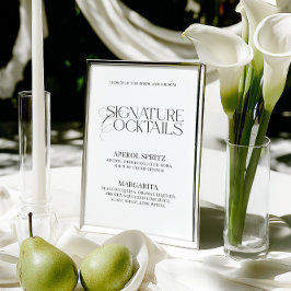 Lámina Classic Black White Wedding Signature Drinks Sign