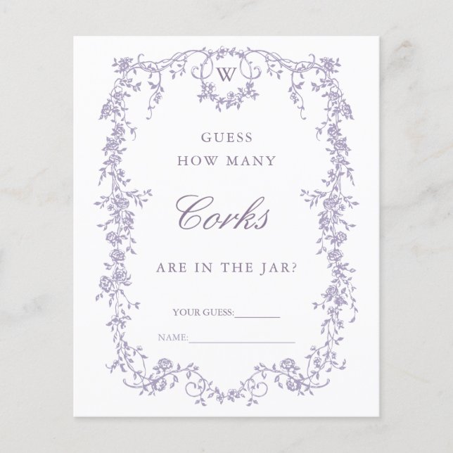 Lámina Classic Lavender 'Guess How Many' Bridal Game (Anverso)