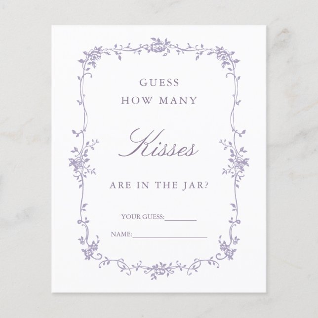Lámina Classic Lavender 'Guess How Many' Bridal Game (Anverso)