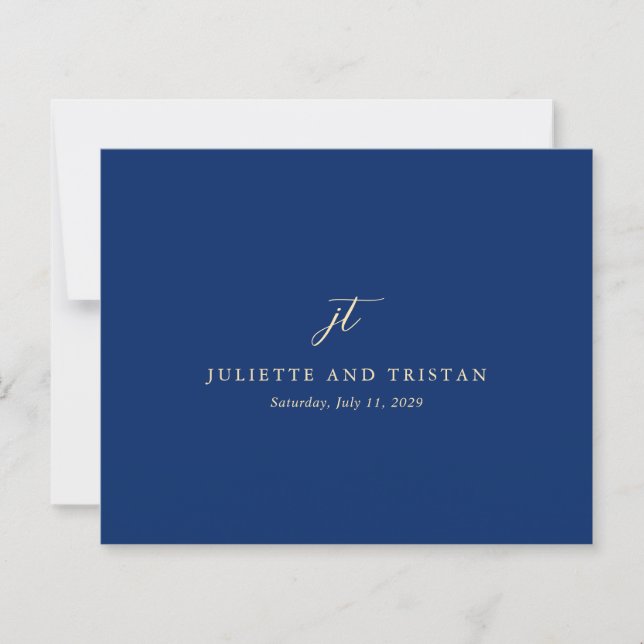 Lámina Classic Navy and Cream Wedding Thank You Card (Anverso)