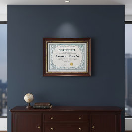 Lámina Classic Teal Ornate Certificate of Achievement