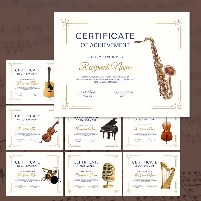 Lámina Classy Frame Saxophone Course Award Certificate (Classy Frame Saxophone Course Award Certificate)