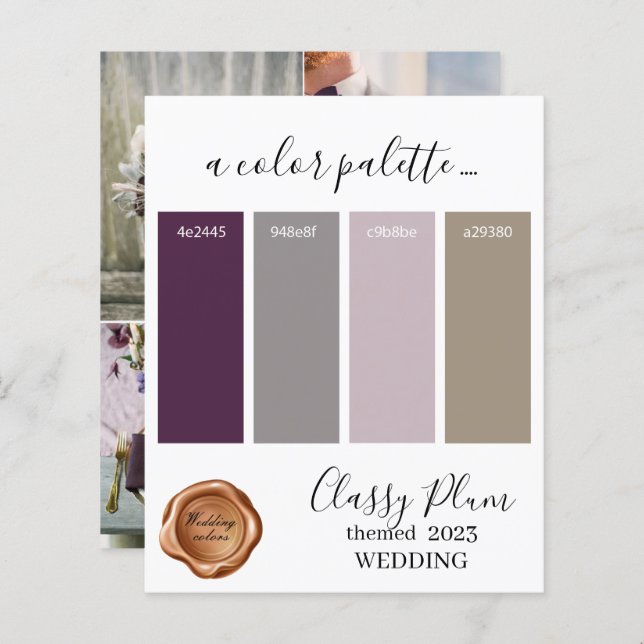 Lámina Classy plum Boda colores Palette Card 2023 (Anverso / Reverso)