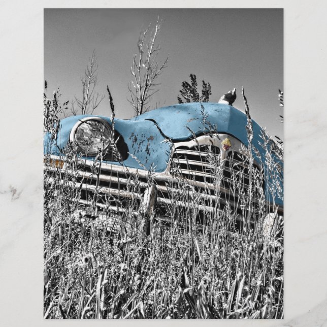 Lámina coche azul vintage (Anverso)