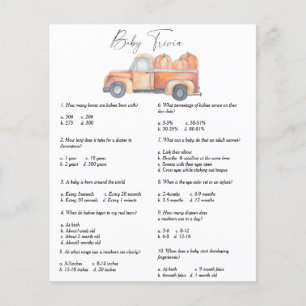 Lámina Coche con calabazas - Baby Trivia   Juego Baby Sho