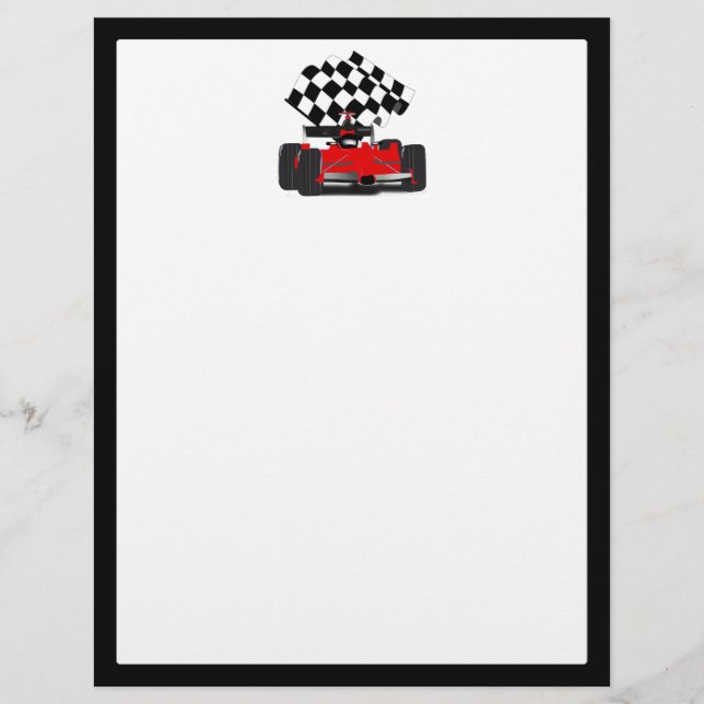 Lámina Coche de Carreras Rojo con Bandera a Cuadros (Anverso)