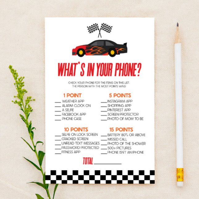 Lámina Coche de raza roja en tu juego Baby Shower de telé (Subido por el creador)