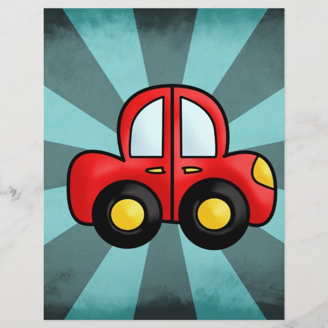 Lámina Coche rojo vintage (Anverso)