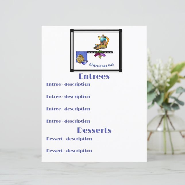 Lámina Cocina Art Deco Bistro Personalizado (Anverso de pie)