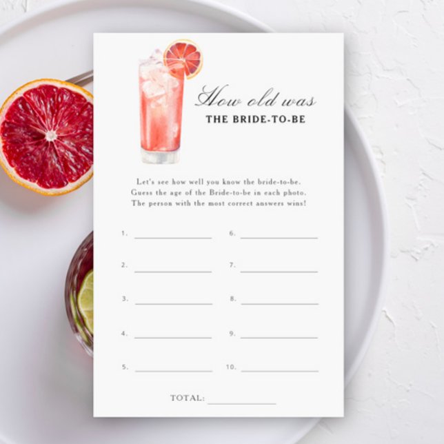 Lámina Cocktail - How old was the bride to be game (Subido por el creador)