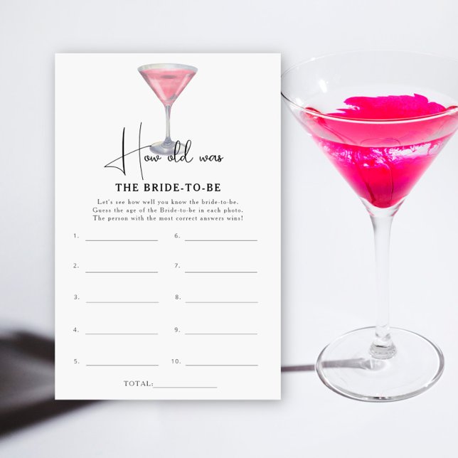 Lámina Cocktail How old was the bride to be game (Subido por el creador)