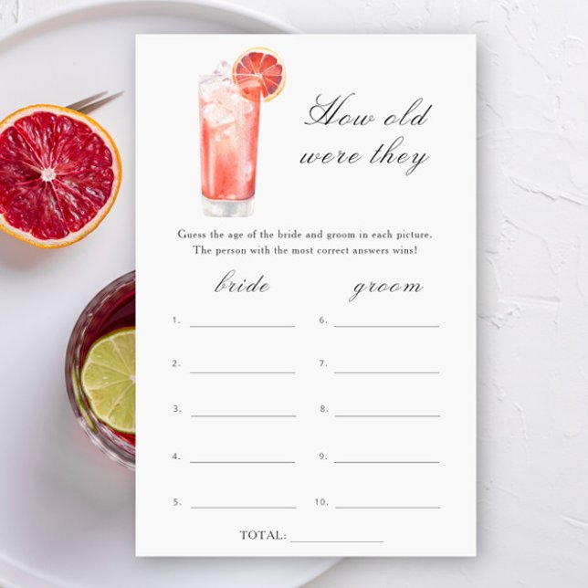 Lámina Cocktails bridal shower - How old were they game (Subido por el creador)