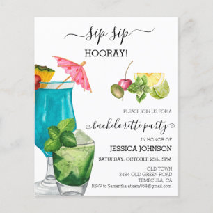 Lámina Cóctel Sip Sip Hooray Bachelorette Party