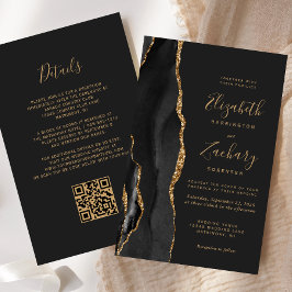 Lámina Código QR de Boda Oscuro de Ágata Negro Presupuest