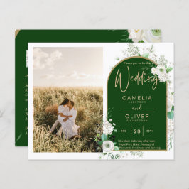 Lámina Código QR de Boda verde de rosas blancas todo en 1