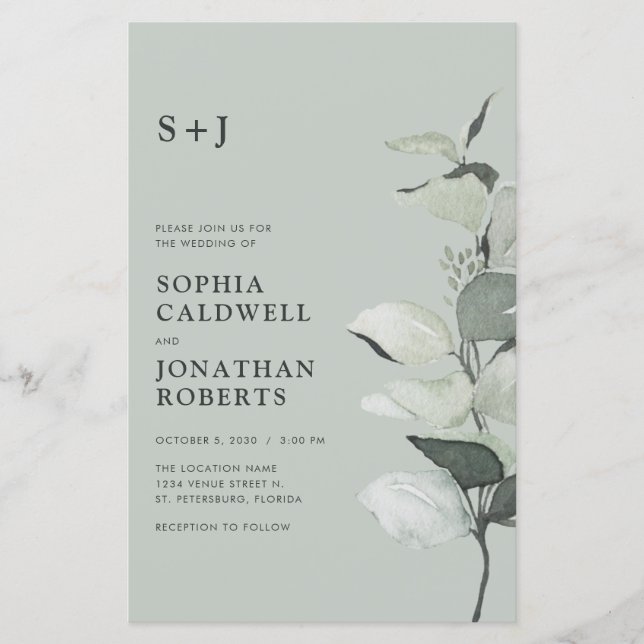 Lámina Código QR de Eucalipto presupuesto Invitación a bo (Anverso)