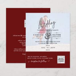 Lámina Código QR de Invitación de Boda con Foto de Borgoñ