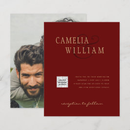 Lámina Código QR de Invitación de Boda con Foto de Borgoñ