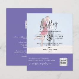Lámina Código QR de Invitación de Boda con Foto Morada Gu