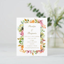 Lámina Código QR de Invitación de Boda Floral Rústico Eco