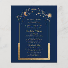 Lámina Código QR de oro azul celestial Quinceañera