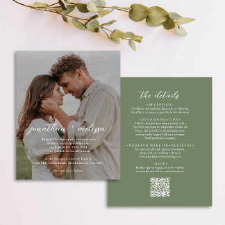 Lámina Código QR de presupuesto Boda elegante verde salvi
