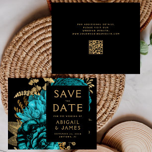 Lámina Código QR de presupuesto Floral Turquesa Boda Salv