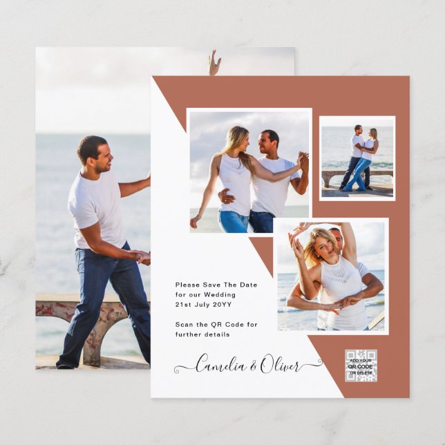Lámina CÓDIGO QR de Terracota Invitar a guardar fecha (Anverso / Reverso)