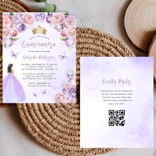 Lámina Código QR Floral de Rubor Morado Presupuesto para