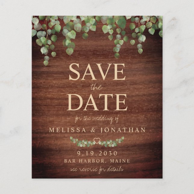 Lámina Código QR Rústico De Eucalipto De Presupuesto Guar (Anverso)