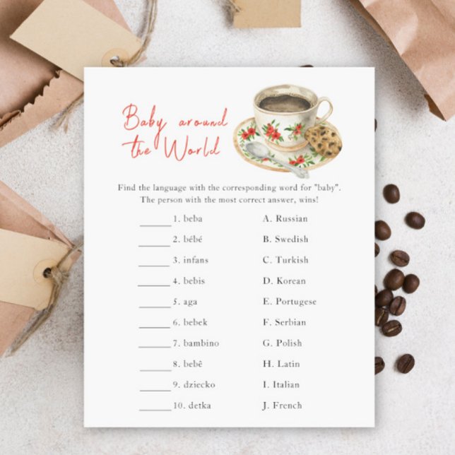 Lámina Coffee baby shower - Baby around the world game (Subido por el creador)