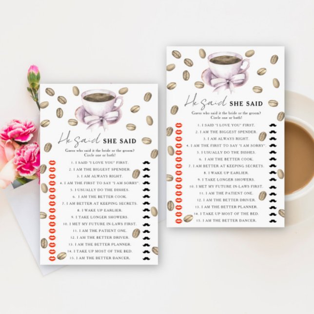 Lámina Coffee & Bow Bridal Ducha Dijo que dijo el juego (Subido por el creador)