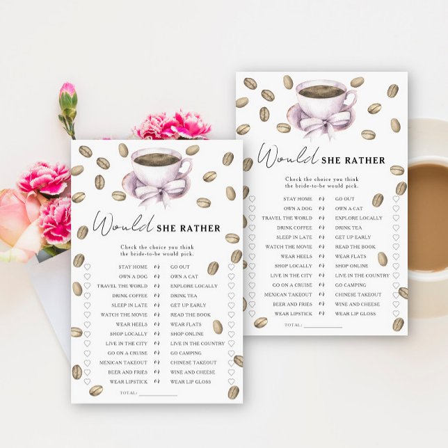 Lámina Coffee Bow Bridal Ducha Prefiere jugar (Subido por el creador)