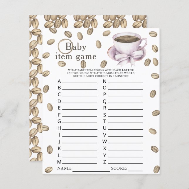 Lámina Coffee brea Bebé Ducha Bebé Partida (Anverso / Reverso)